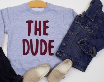The Dude Applique Sweatshirt: Handmade Heather Gray Pullover