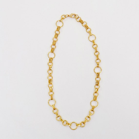 vintage gold circle link chunky y2k chain layerin… - image 2