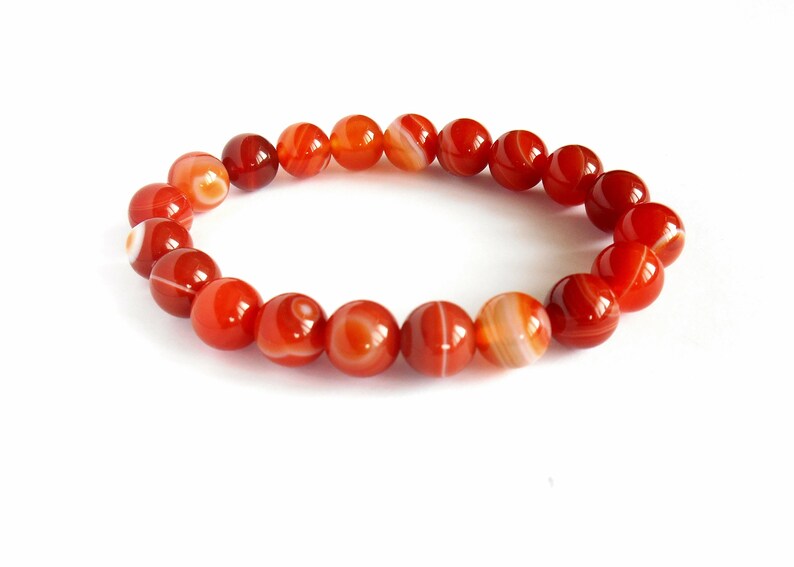 Fire Agate Gemstone Bracelet Wrist Mala Bracelet Agate Stretch Bracelet Natural Fire Agate Bracelet Bracelet for Womens Fire Agate Mala
