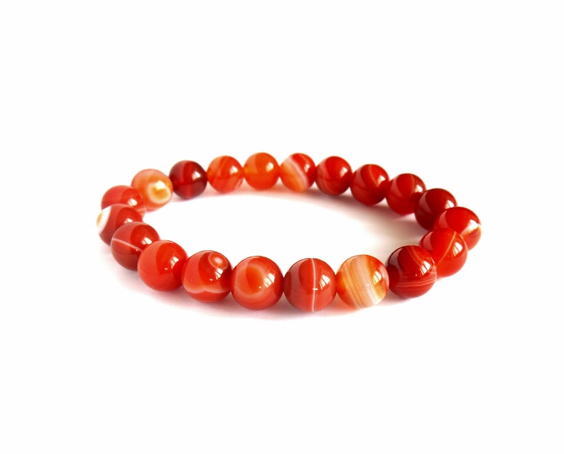 Fire Agate Gemstone Bracelet Wrist Mala Bracelet Agate Stretch Bracelet Natural Fire Agate Bracelet Bracelet for Womens Fire Agate Mala