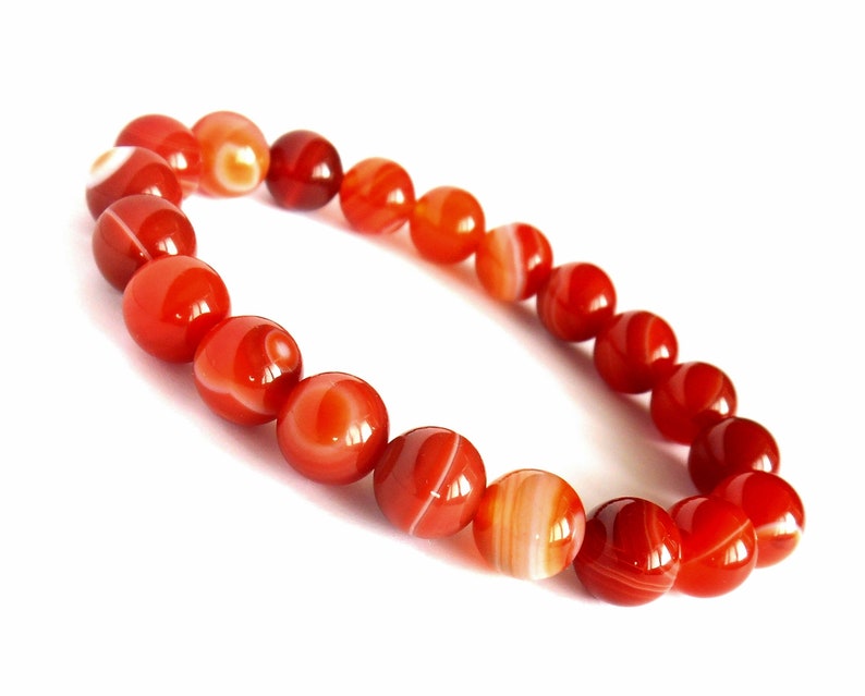 Fire Agate Gemstone Bracelet Wrist Mala Bracelet Agate Stretch Bracelet Natural Fire Agate Bracelet Bracelet for Womens Fire Agate Mala