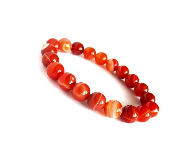 Fire Agate Gemstone Bracelet Wrist Mala Bracelet Agate Stretch Bracelet Natural Fire Agate Bracelet Bracelet for Womens Fire Agate Mala