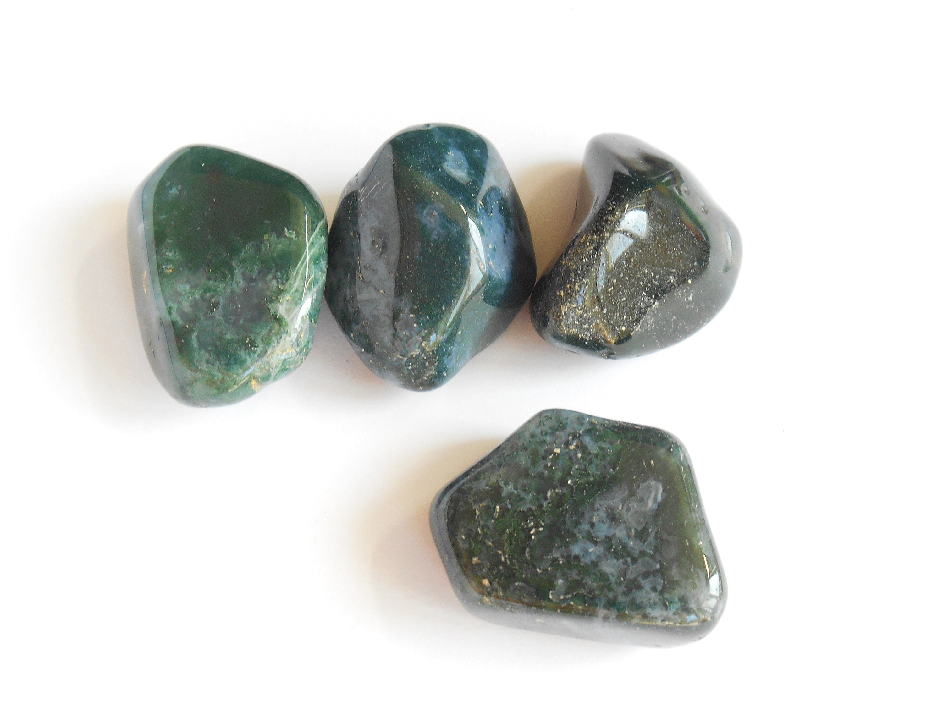 Moss Agate Crystals Tumbled Green Moss Agate Stone Natural | Etsy
