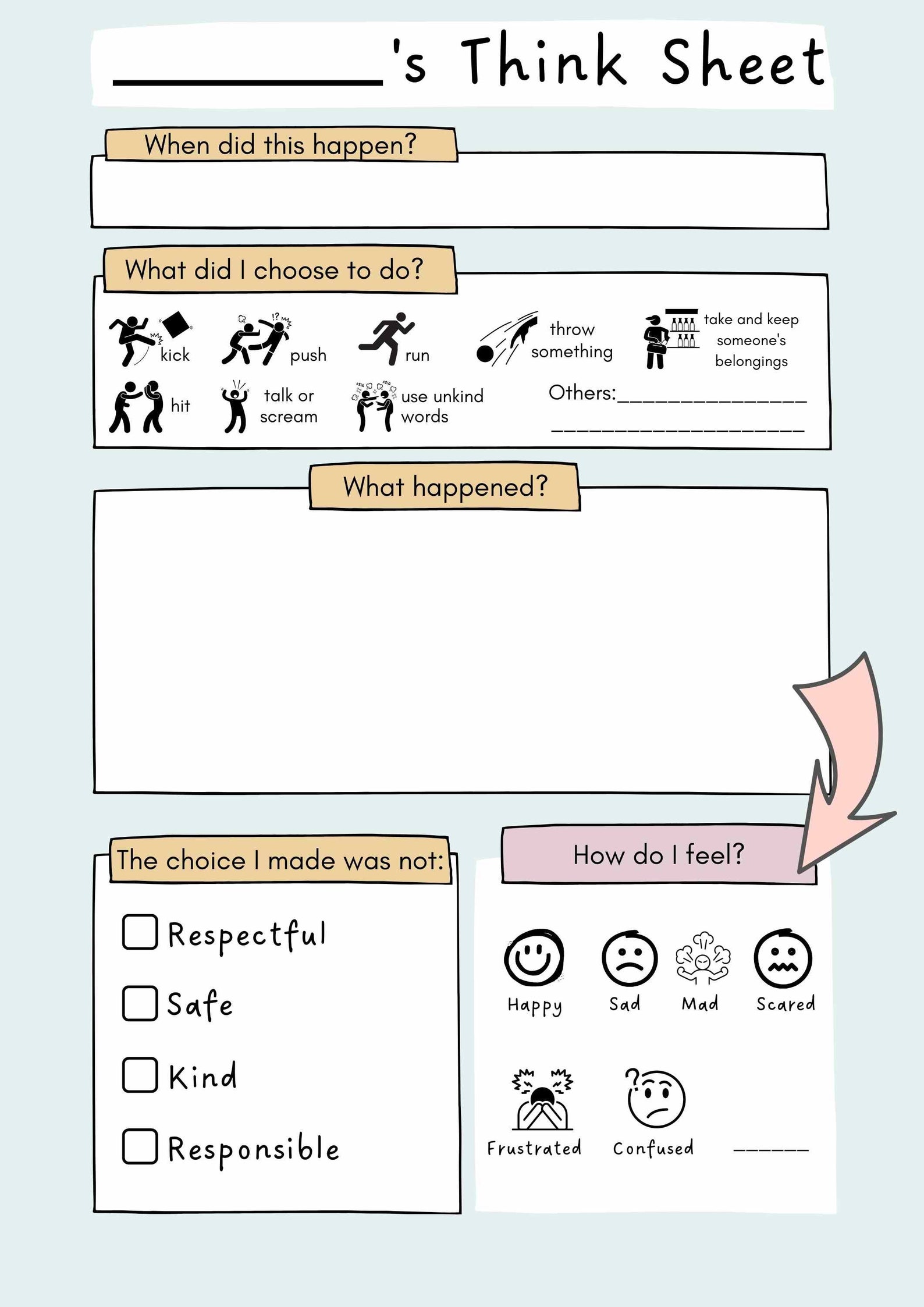 Consequence Think Sheet Etsy