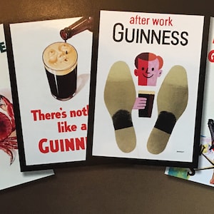 Lote de carteles de Guinness: 4 carteles de bar Gilroy de 22 x 30 pulgadas hechos con ilustraciones originales