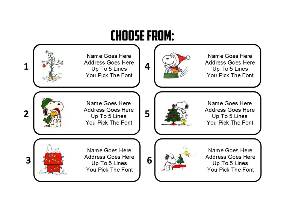 30 custom personalized charlie brown christmas snoopy return