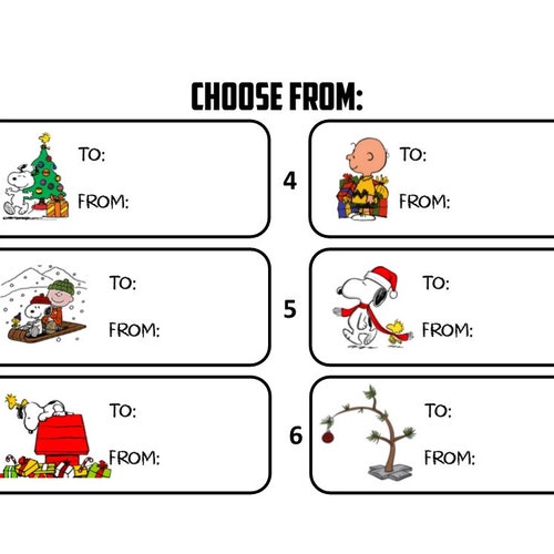 30 Charlie Brown Snoopy To From Gift s Christmas Present Etsy