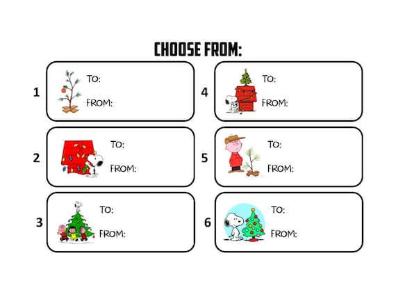 30 Charlie Brown Snoopy To From Gift s Christmas Present Etsy