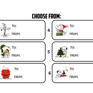 30 Charlie Brown Snoopy To From Gift s Christmas Present Etsy