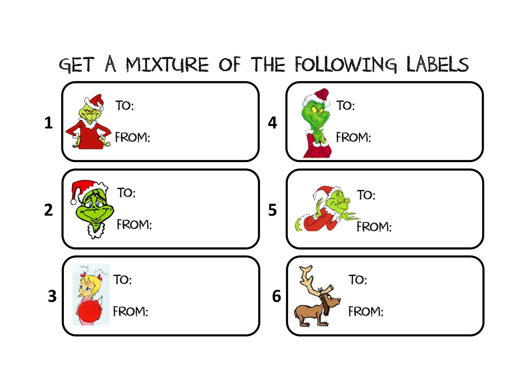 Mix Of 30 How The Grinch Stole Christmas TO FROM Gift Tags Etsy