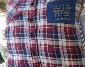 Personalized Memory Pillow Made from Loved One's Shirt (18x18 inch)