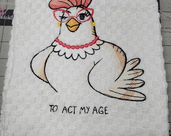 Act my age kitchen towel