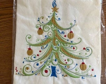 Festive Christmas tree hand towel