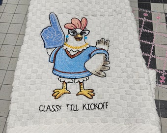 Classy till game time chicken kitchen towel