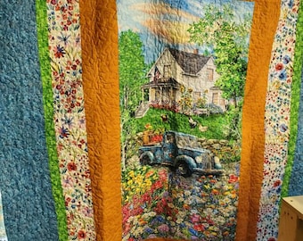 Old truck quilt throw