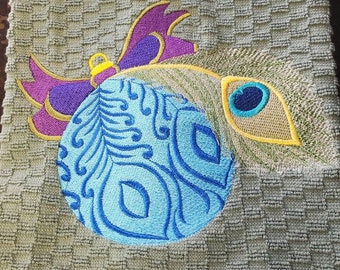 Peacock ornament kitchen towel