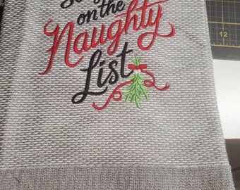 See you on the naughty list kitchen towel