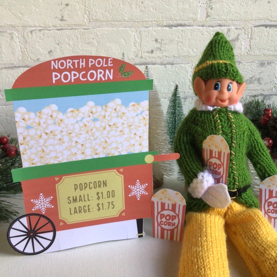 Elf Printable Popcorn Stand  Digital Download. Elf Kits Elf