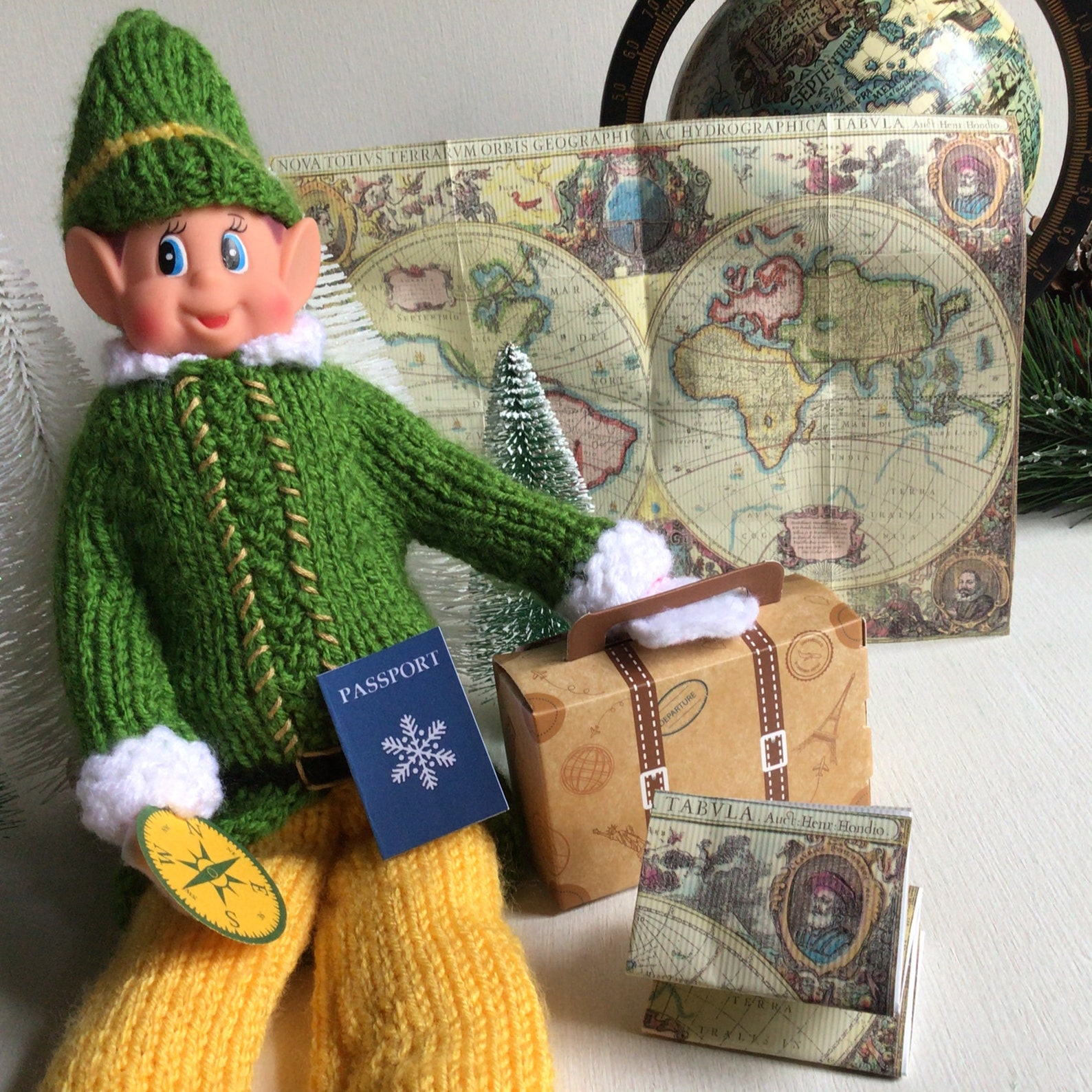 elf-travel-kit-elf-passport-suitcase-world-map-compass-etsy