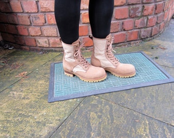 Tan Leather and  Canvas Boots