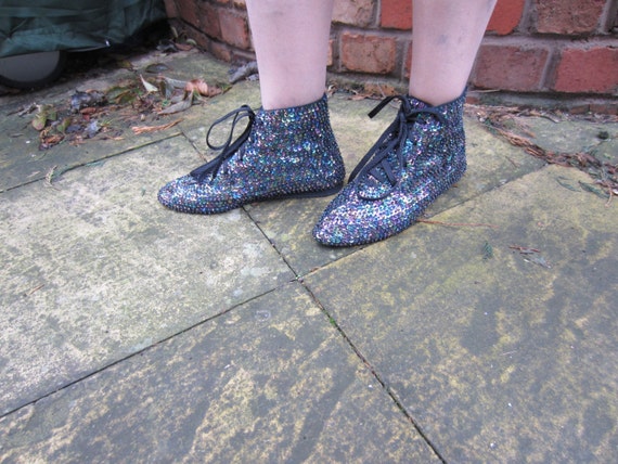 multi color sequin boots