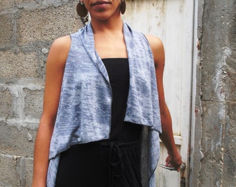 Boho Cotton Jersey Draped Vest: Sleeveless Festival Layering Top