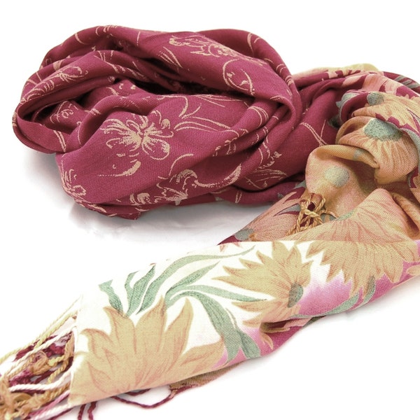 Infinity Scarves, Unique Scarves, Pink Scarf, Winter Scarf, Unique Scarves, Handmade, Scarf, Pink Scarf with Pink Flowers, Valentines Gift