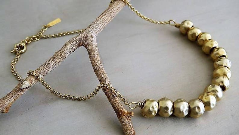 Chunky Chain Necklace Link Necklace Short Chain Necklace Hammered Brass Gifts Hammered Necklace Bohemian Necklace SALE Unique Gifts