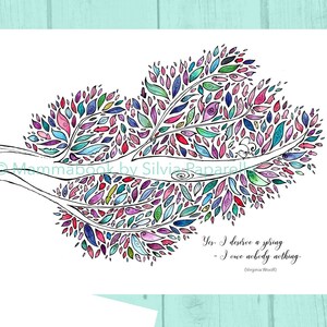 Cartolina con albero colorato, "I deserve a spring" da illustrazione originale realizzata in acquarelli, penne e matite. Edizione limitata.
