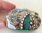The Secret Garden OOAK Rock Art. Original Mixed Media hand painted Stone. Unique Wedding gift. Artistic present for Bookworms