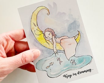 Keep on dreaming. Blanck postcard for original illustration by Silvia Paparella