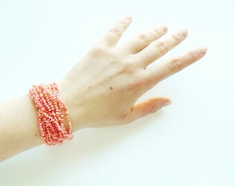 Multilayered crocheted bracelet "Peach" for winter and summer