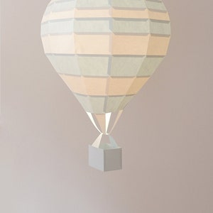 Mongolfiera fai-da-te Scarica striscia, modello 3D Papercraft Low poly PDF, lampada di carta