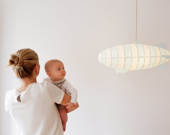 DIY Airship Kit with Stripes, Papercraft Low poly, Paper Lamp