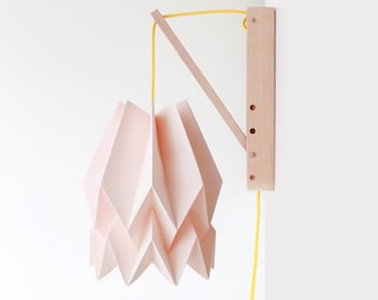 Wall Sconce Origami | Wall Lamp Plain Pastel Pink with Wooden Structure