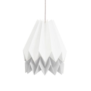 Paper Lampshade, Origami Lamp | Polar White with Light Grey Stripe