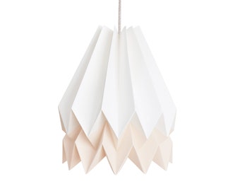 NEW! Hanging Paper Light, Origami Light for living room | Polar White with Creamy Oat Stripe