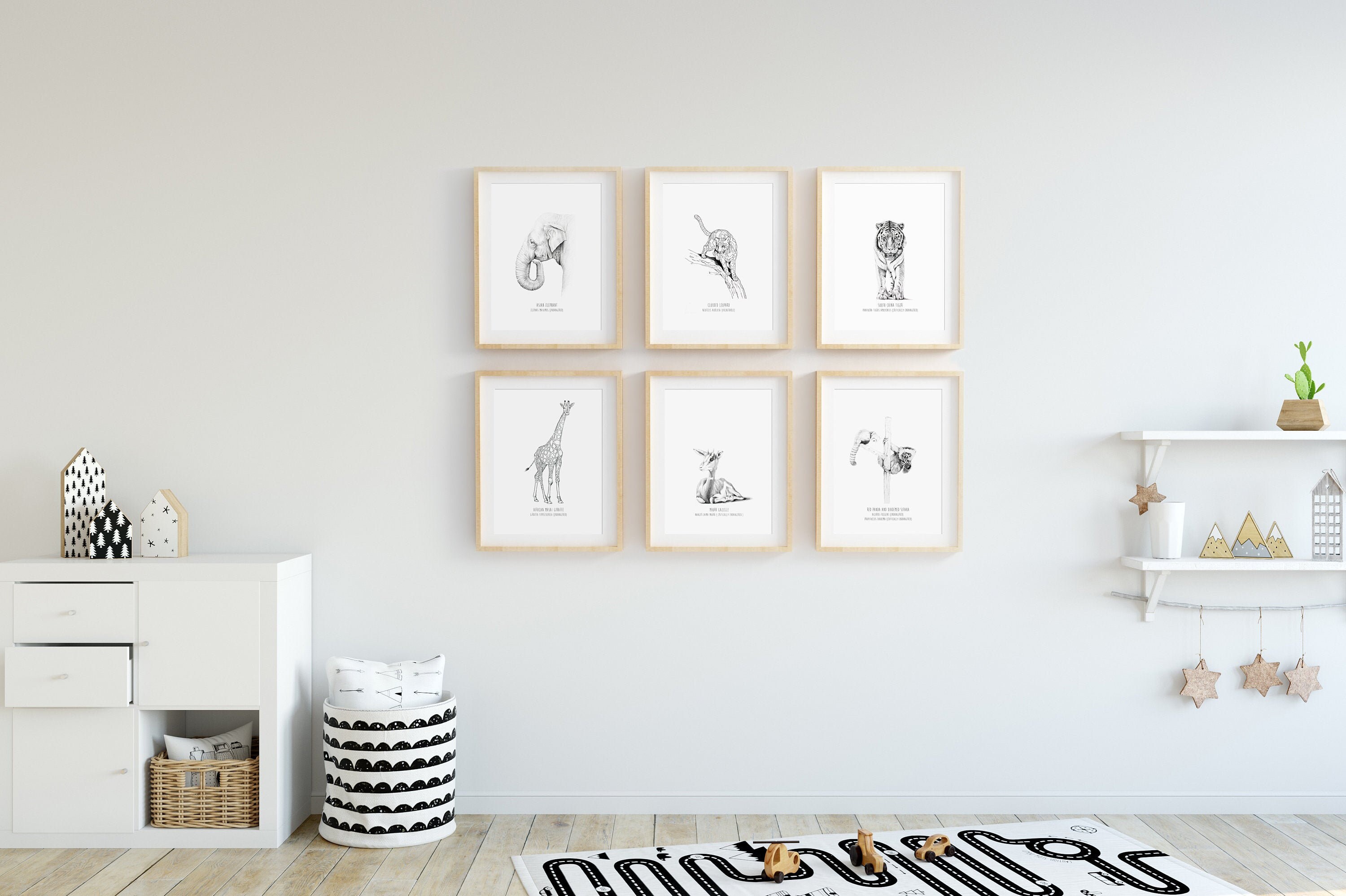 6 Animal Prints for Nursery Kids Decor Set Etsy