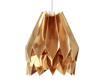 Origami Paper Lamp, Paper Lampshade, Ceiling Lamp for living room or bedroom| Plain Warm Gold | Design Lamp Shade