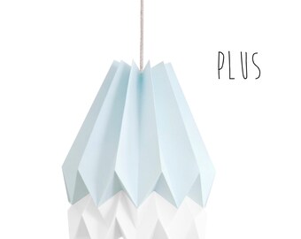 Hanging Paper Light, Origami Light for living room or bedroom | PLUS Mint Blue with Polar White Stripe | Design Lamp