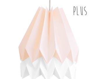 Hanging Paper Light, Origami Light, Design Lamp | PLUS Pastel Pink with Polar White Stripe