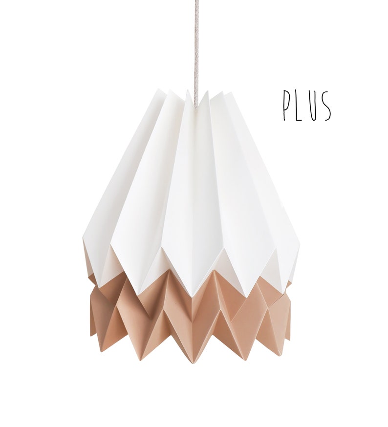 NEW Hanging Paper Light, Origami Light for living room PLUS Polar White with Warm Chestnut Stripe image 1
