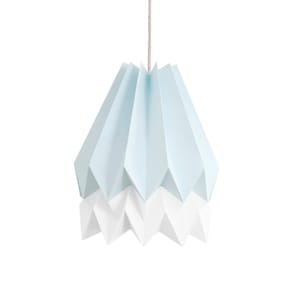 Paper Lamp | Origami Lamp, Pendant Lamp for bedroom or nursery | Mint Blue with Polar White Stripe