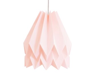 Pendant Lamp, Origami Lampshade  | Plain Pastel Pink | Ceiling Lamp for living room or bedroom