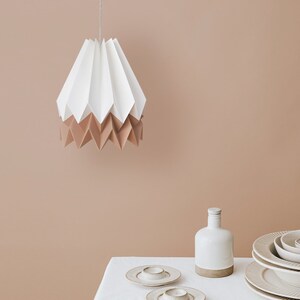 NEW Hanging Paper Light, Origami Light for living room PLUS Polar White with Warm Chestnut Stripe image 2