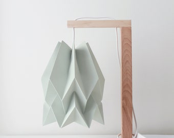 NEW! Origami Lamp | Table Lamp Plain Smokey Sage with Wooden Structure