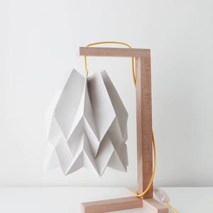 Origami lampshade Table Lamp Plain Light Grey with Wooden Structure image 3