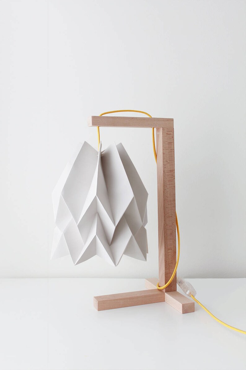 Origami Lampshade Table Lamp Plain Light Grey With Wooden - Etsy