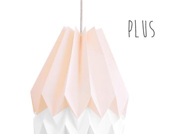 Hanging Paper Light, Origami Light, Design Lamp | PLUS Pastel Pink with Polar White Stripe