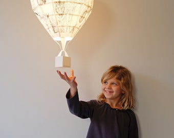DIY Air Balloon Download, Papercraft Low poly 3D template PDF, Paper Lamp